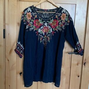 Johnny Was floral tunic blouse